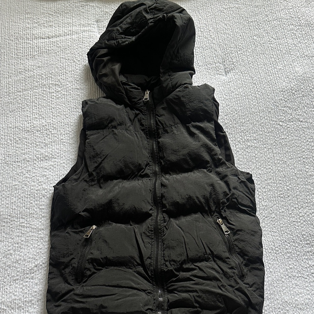 Black Puffer Vest with Hood